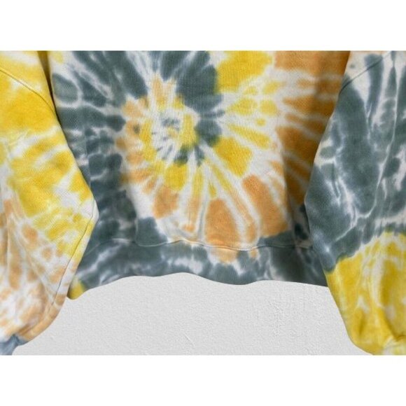 AGOLDE Balloon Sleeve Tie-Dye Sweatshirt Cropped Yellow Blue Size Small - Picture 5 of 8